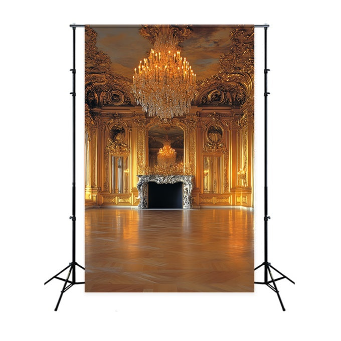 Vintage Photo Backdrop Golden Palace Chandelier Backdrop UK CSH4-394