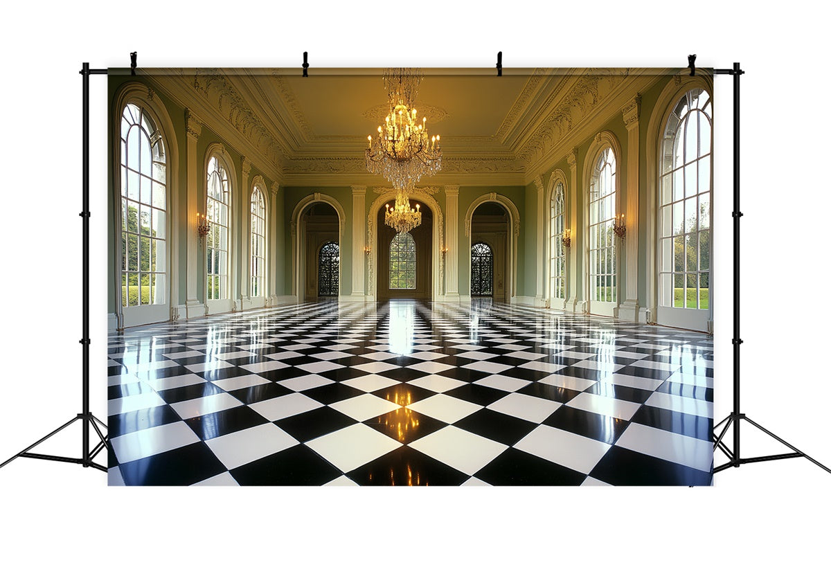 Vintage Photo Backdrops Luxurious Ballroom Window Backdrop UK CSH4-399