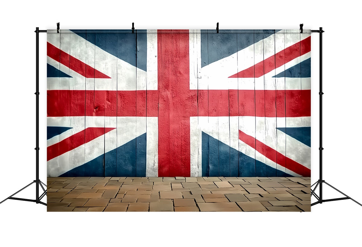 Vintage Backdrop For Photoshoot Classic Flag Wooden Panel Backdrop UK CSH4-421