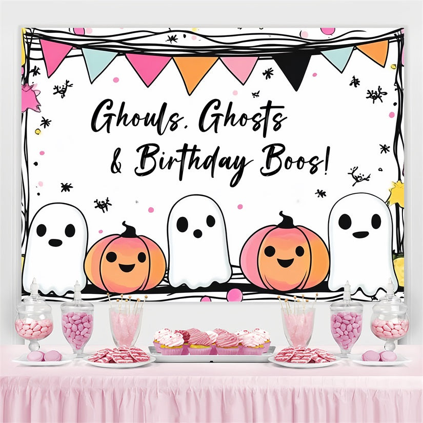 Birthday Party Backdrop Pumpkin Ghost Personalized Backdrop UK CSH4-59