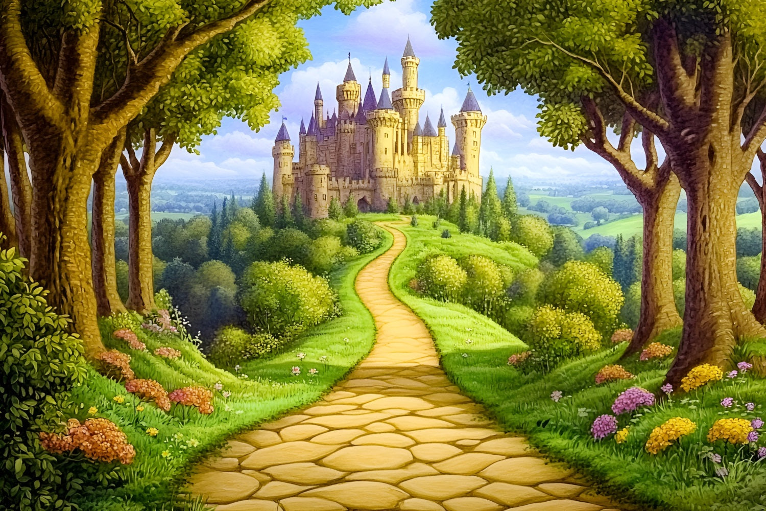 Fairy Tale Forest Backdrop Castle Path Backdrop UK CSH4-77