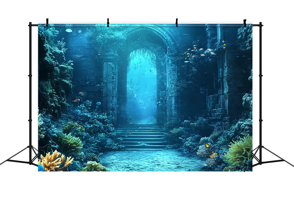 Underwater Backdrop Ancient Ruins Coral Summer Backdrop UK CSH5-102
