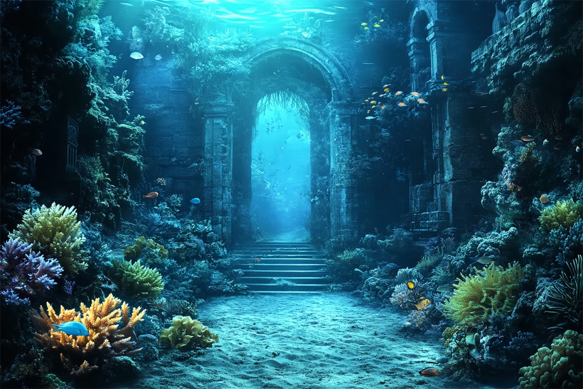 Underwater Backdrop Ancient Ruins Coral Summer Backdrop UK CSH5-102