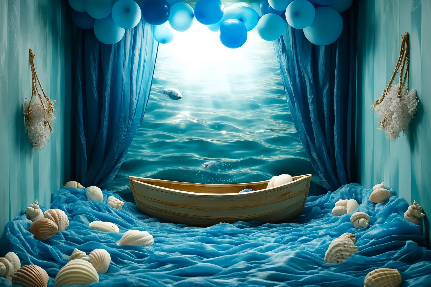 Summer Photo Backdrop Waterscape Shell Fantasy Backdrop UK CSH5-106