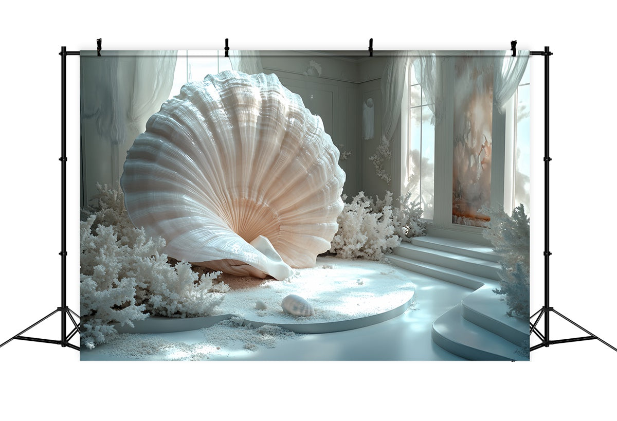 Summer Backdrop White Coral Palace Shell Backdrop UK CSH5-108