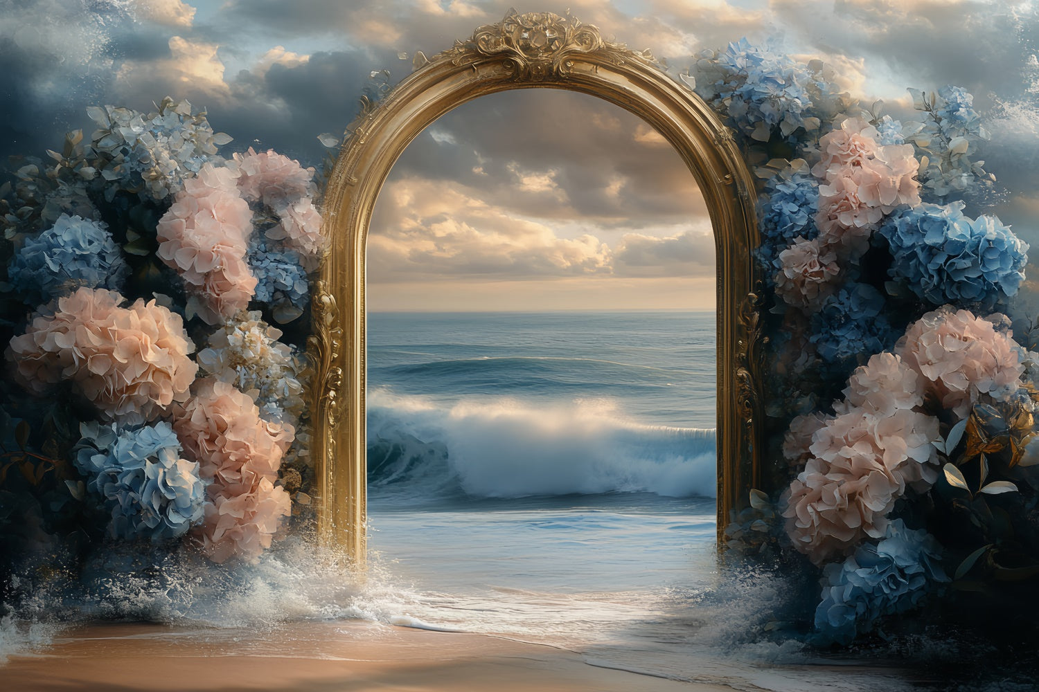 Summer Beach Backdrop Hydrangea Dream Sea Backdrop UK CSH5-110
