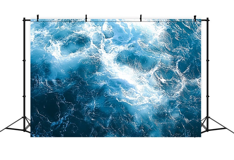 Summer Photo Backdrop Turbulent Sea Foam Blue Backdrop UK CSH5-118