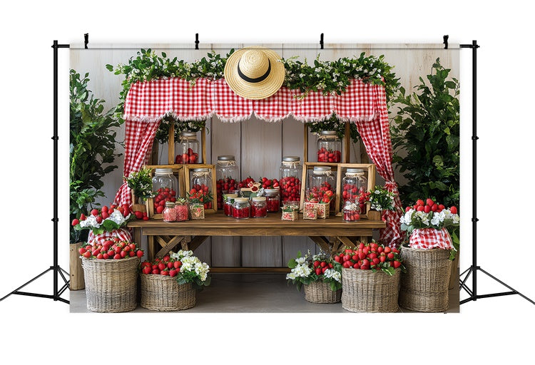 Strawberry Photo Backdrop Strawberry Market Stand Summer Backdrop UK CSH5-130