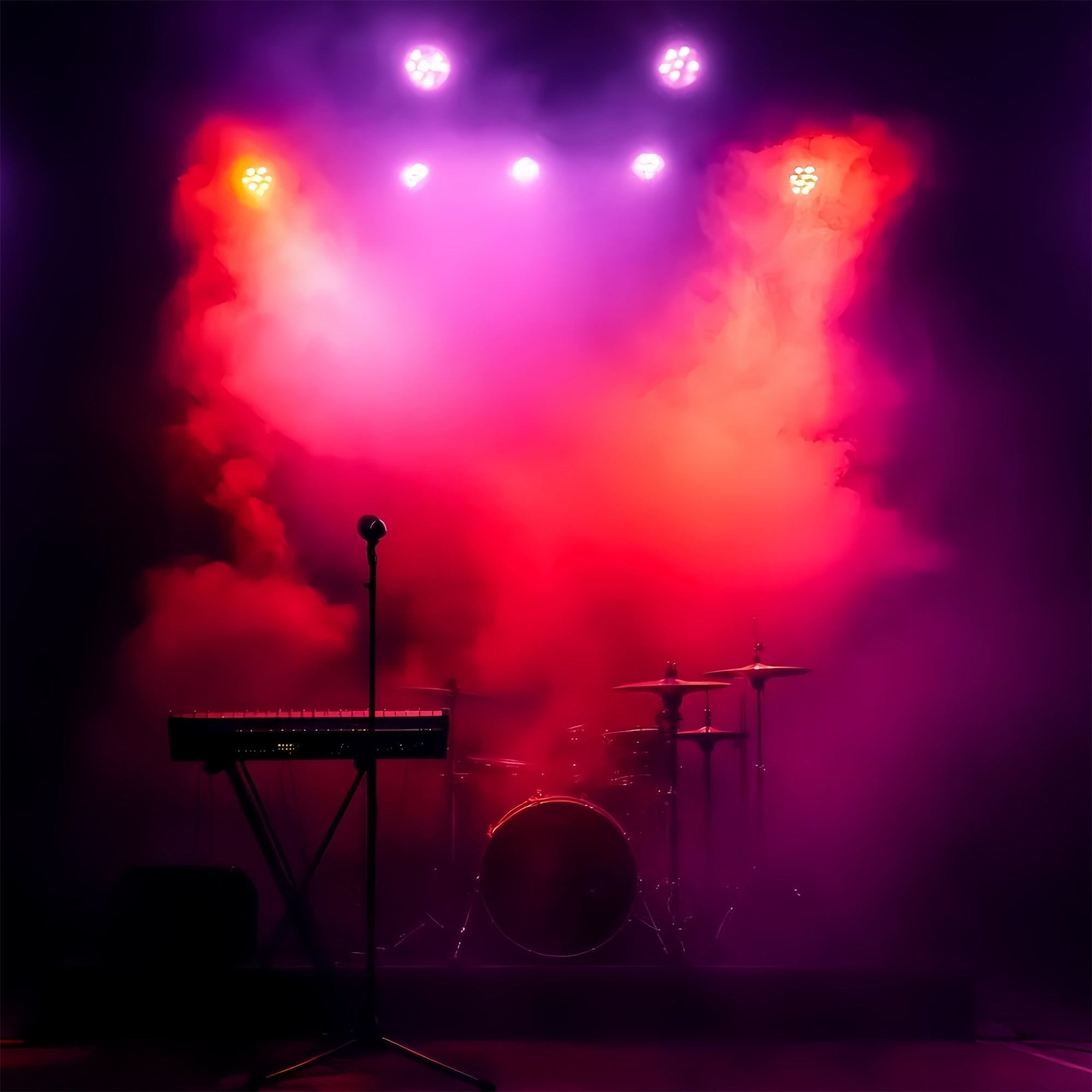 Concert Stage Backdrop Smoke Lights Concert Night Backdrop UK CSH5-151