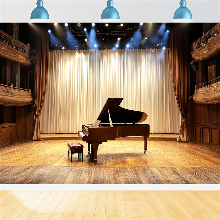 Concert Stage Backdrop Music Hall Wood Vintage Backdrop UK CSH5-155