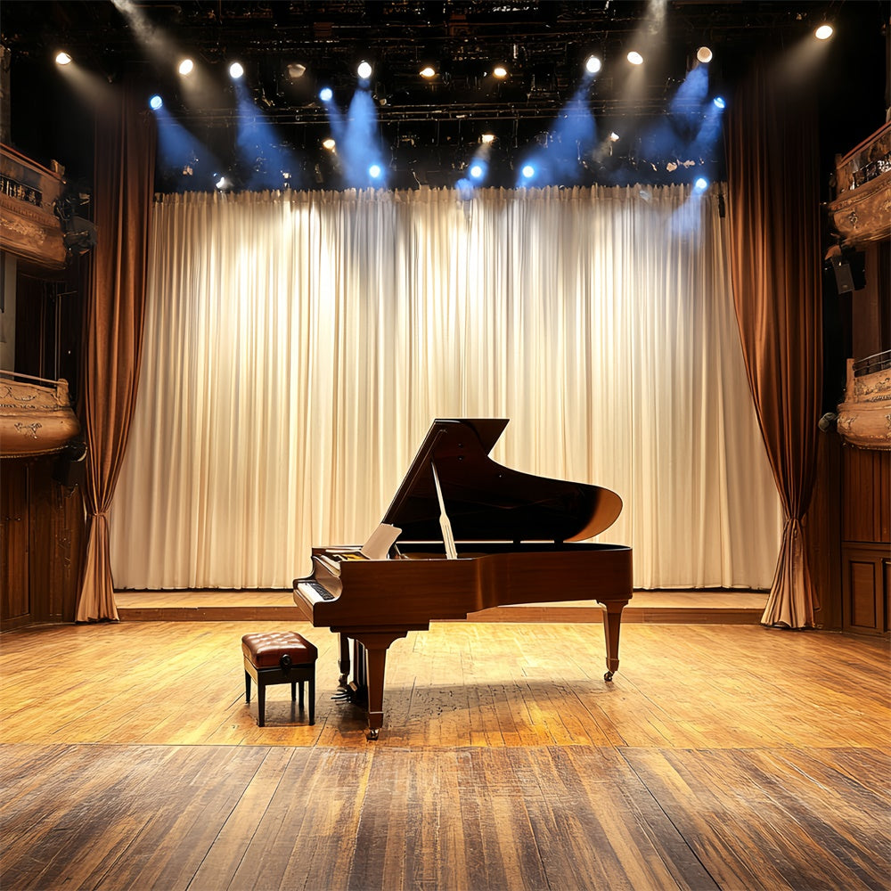 Concert Stage Backdrop Music Hall Wood Vintage Backdrop UK CSH5-155