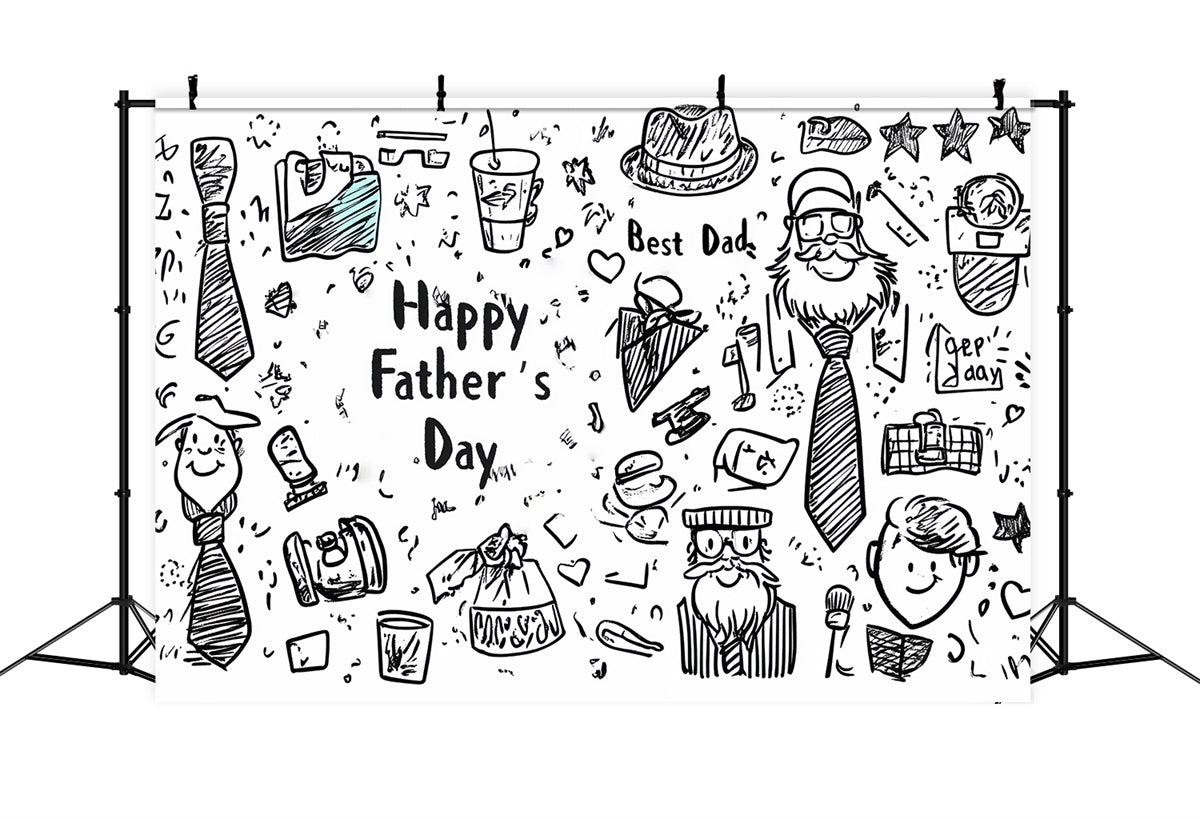 Backdrop Father's Day Cute Doodle Tie Hat Backdrop UK CSH5-16