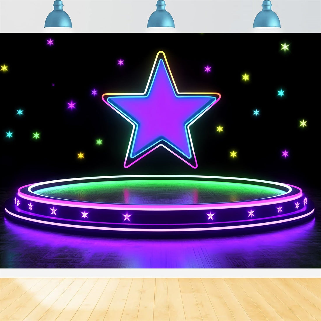 Neon Backdrop Kit Stage Backdrops Vibrant Neon Starry Show Backdrop UK CSH5-163