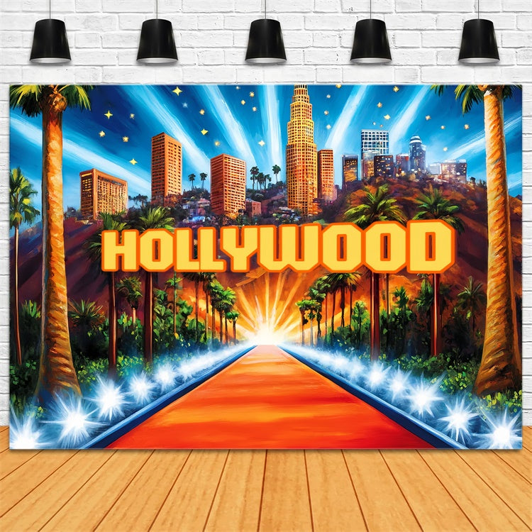 Hollywood Photo Backdrop City Lights Red Carpet Backdrop UK CSH5-164