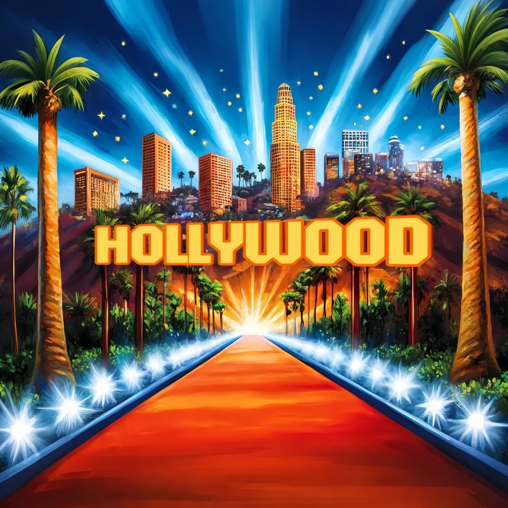 Hollywood Photo Backdrop City Lights Red Carpet Backdrop UK CSH5-164