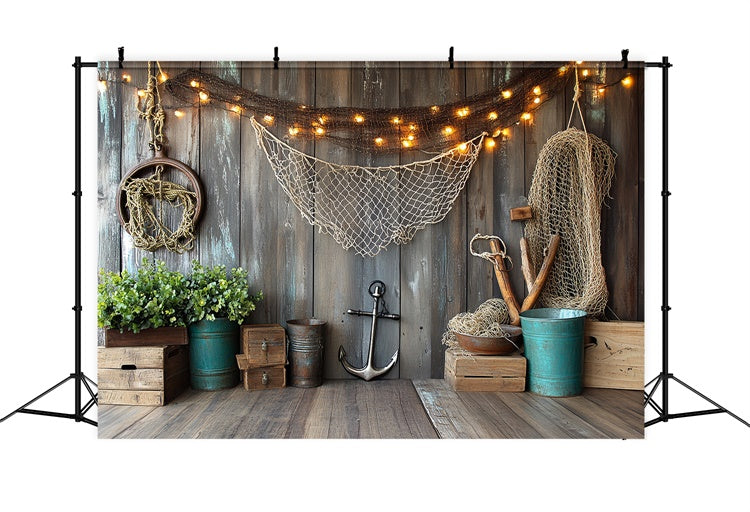 Fathers Day Backdrop Wooden Wall Fishing Gear Backdrop UK CSH5-17