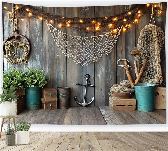Fathers Day Backdrop Wooden Wall Fishing Gear Backdrop UK CSH5-17