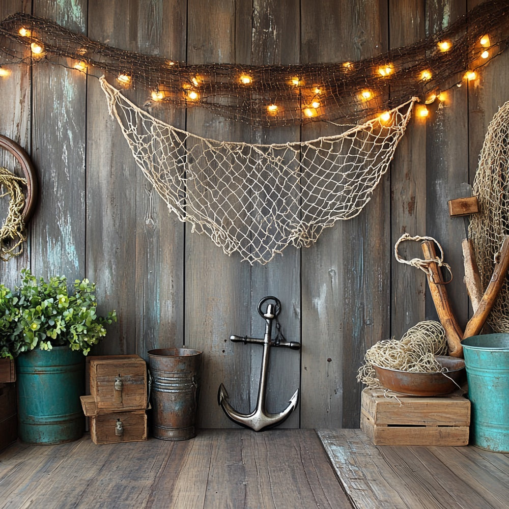 Fathers Day Backdrop Wooden Wall Fishing Gear Backdrop UK CSH5-17