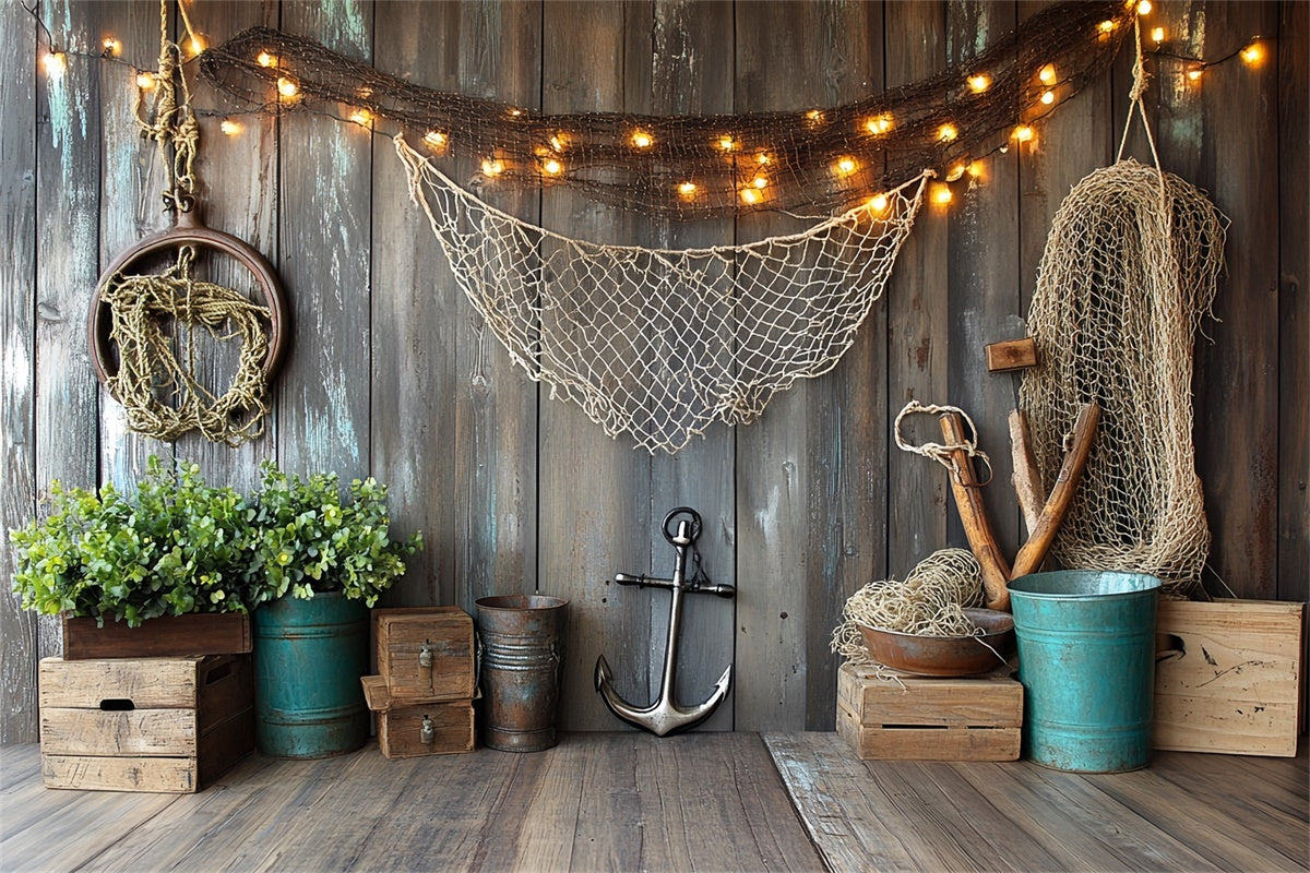 Fathers Day Backdrop Wooden Wall Fishing Gear Backdrop UK CSH5-17