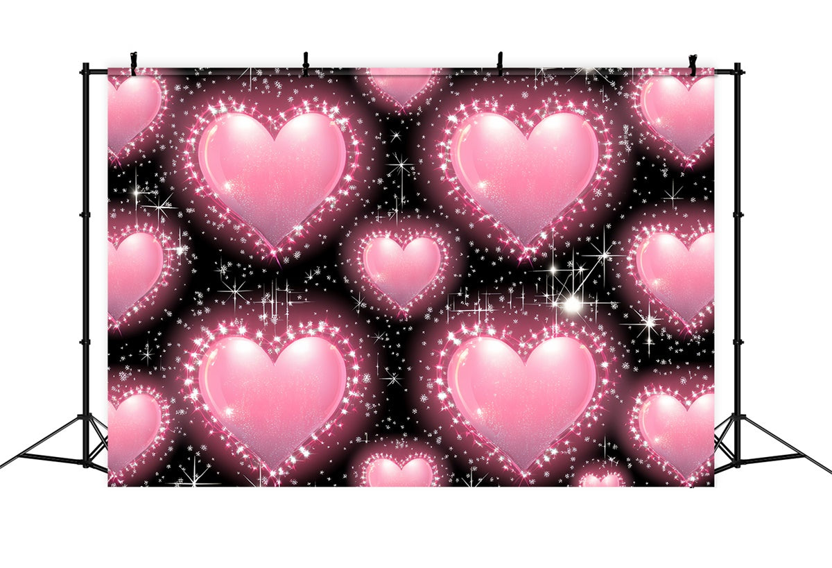 90s Backdrop Glittering Bubble Heart Sparkle Backdrop UK CSH5-195