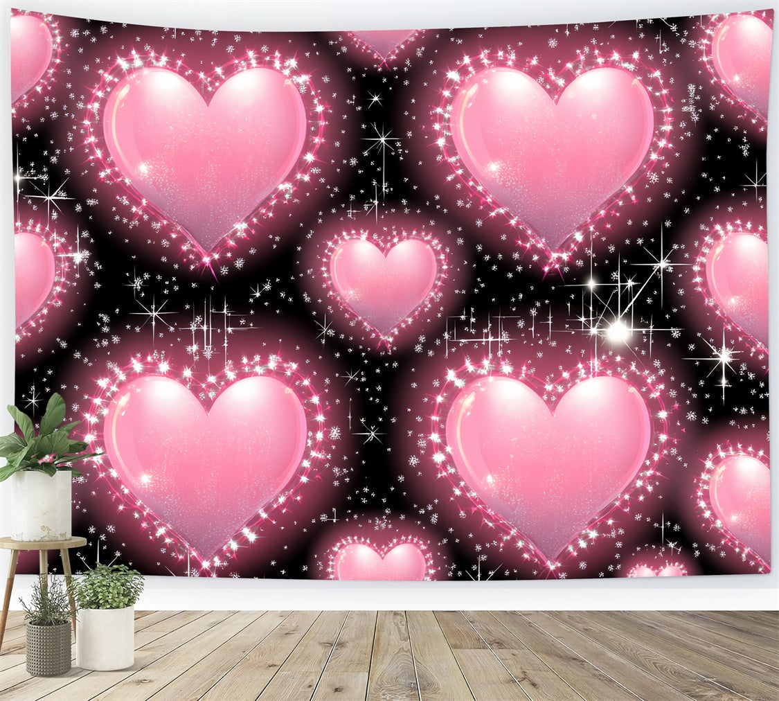 90s Backdrop Glittering Bubble Heart Sparkle Backdrop UK CSH5-195