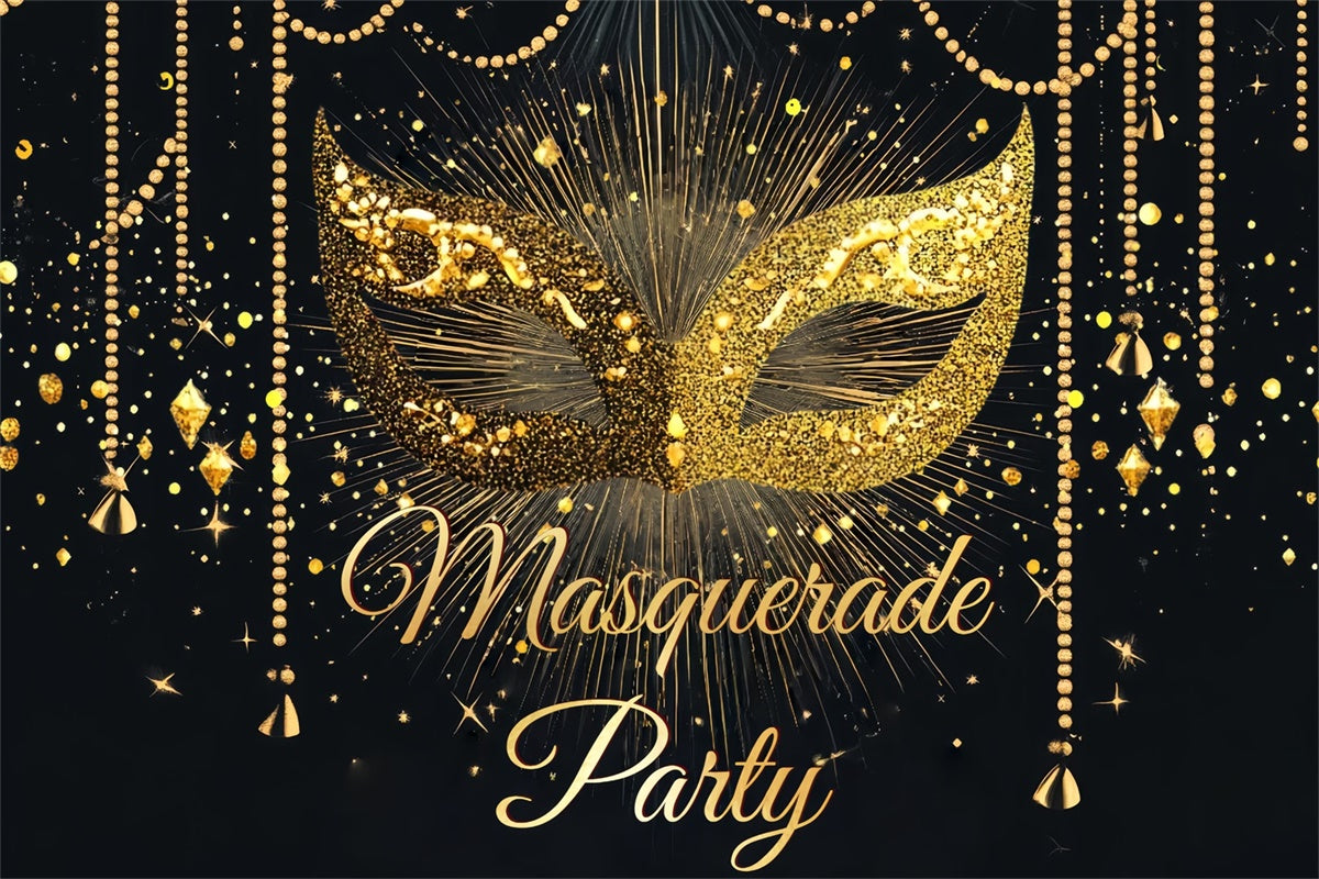 Masquerade Party Ideas Luxe Mask Beaded Strings Backdrop UK CSH5-235