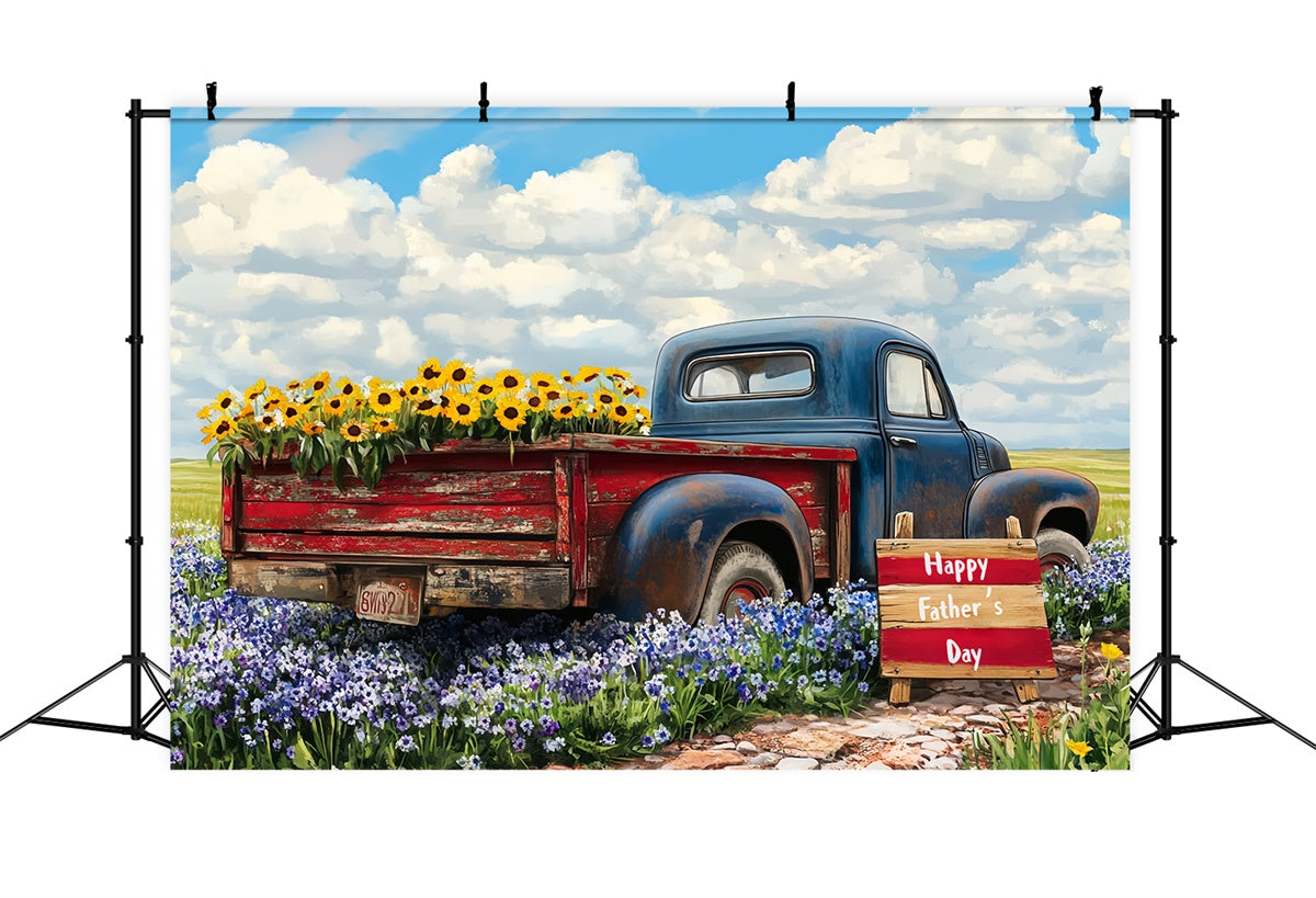 Father's Day Backdrop Vintage Truck Flower Backdrop UK CSH5-24