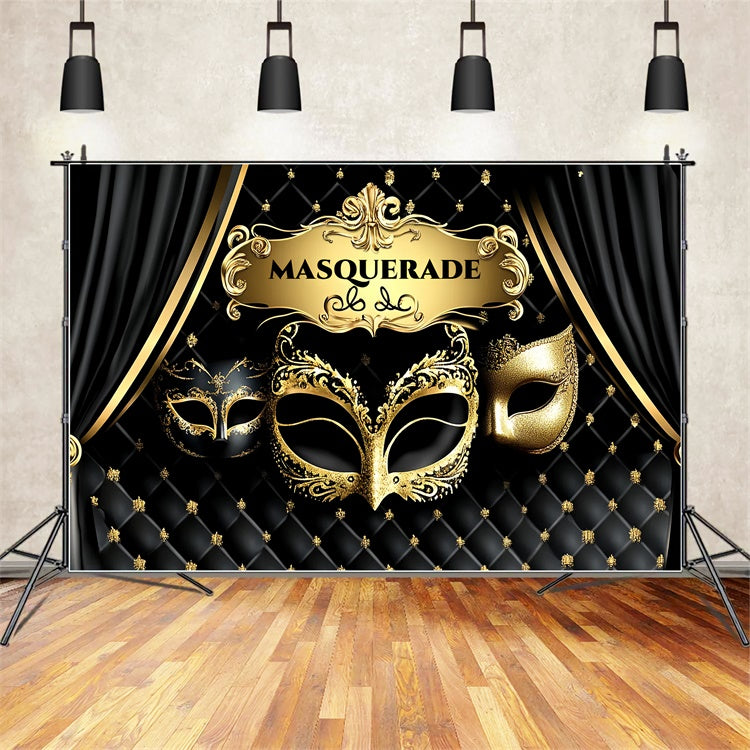 Masquerade Backdrop Design Opulent Gold Mask Curtain Backdrop UK CSH5-241