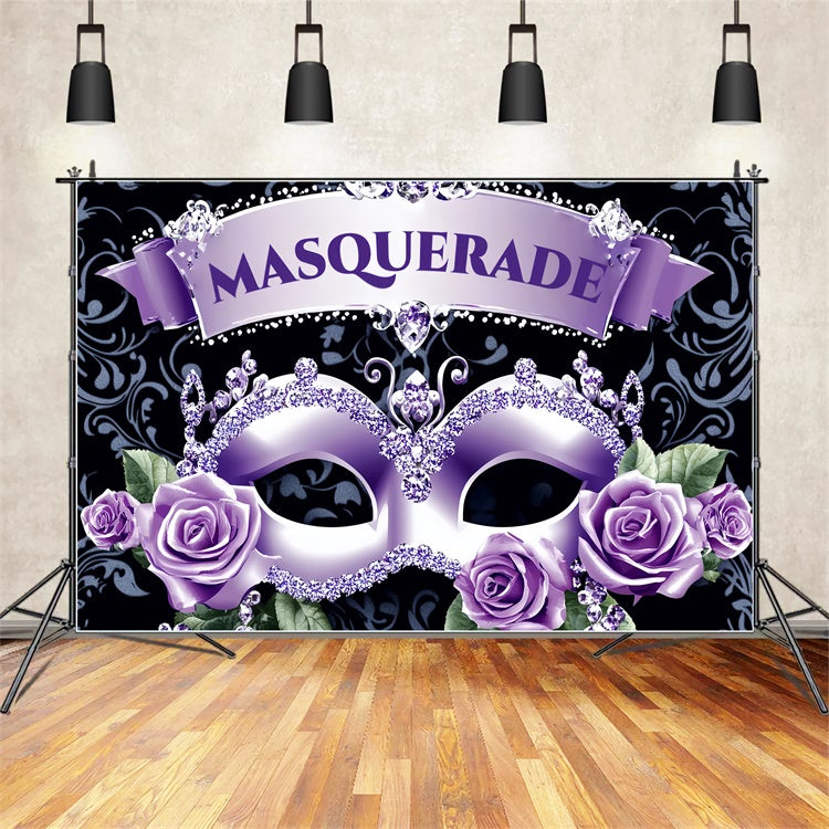Masquerade Backdrop Ideas Glitter Jewel Purple Mask Backdrop UK CSH5-250