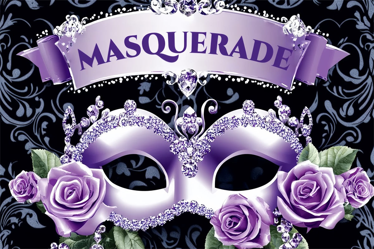 Masquerade Backdrop Ideas Glitter Jewel Purple Mask Backdrop UK CSH5-250