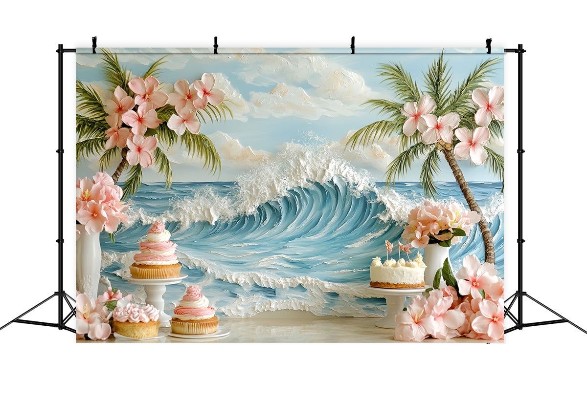 Newborn Photoshoot Backdrop Palm Blossom Party Backdrop UK CSH5-259
