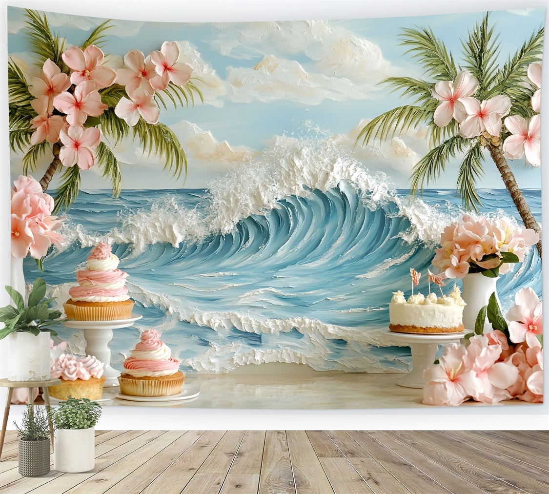 Newborn Photoshoot Backdrop Palm Blossom Party Backdrop UK CSH5-259