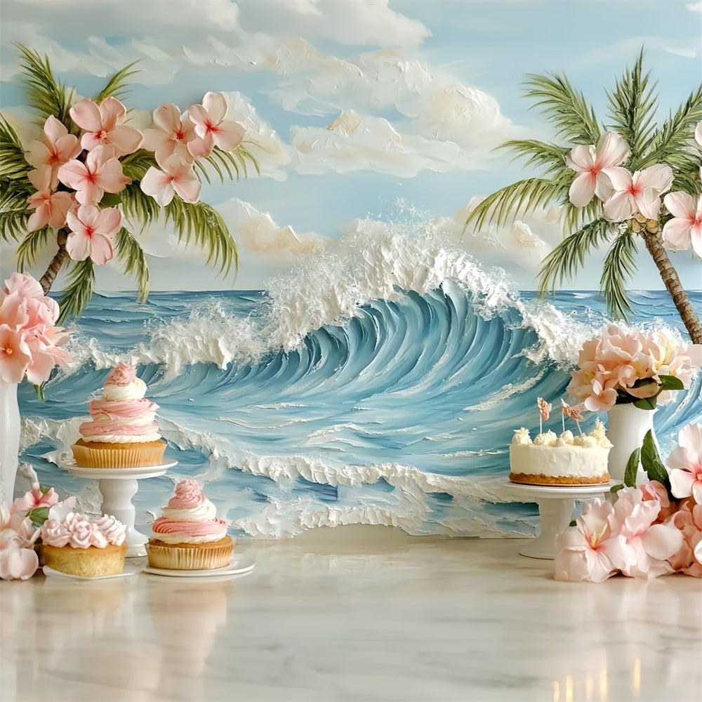 Newborn Photoshoot Backdrop Palm Blossom Party Backdrop UK CSH5-259