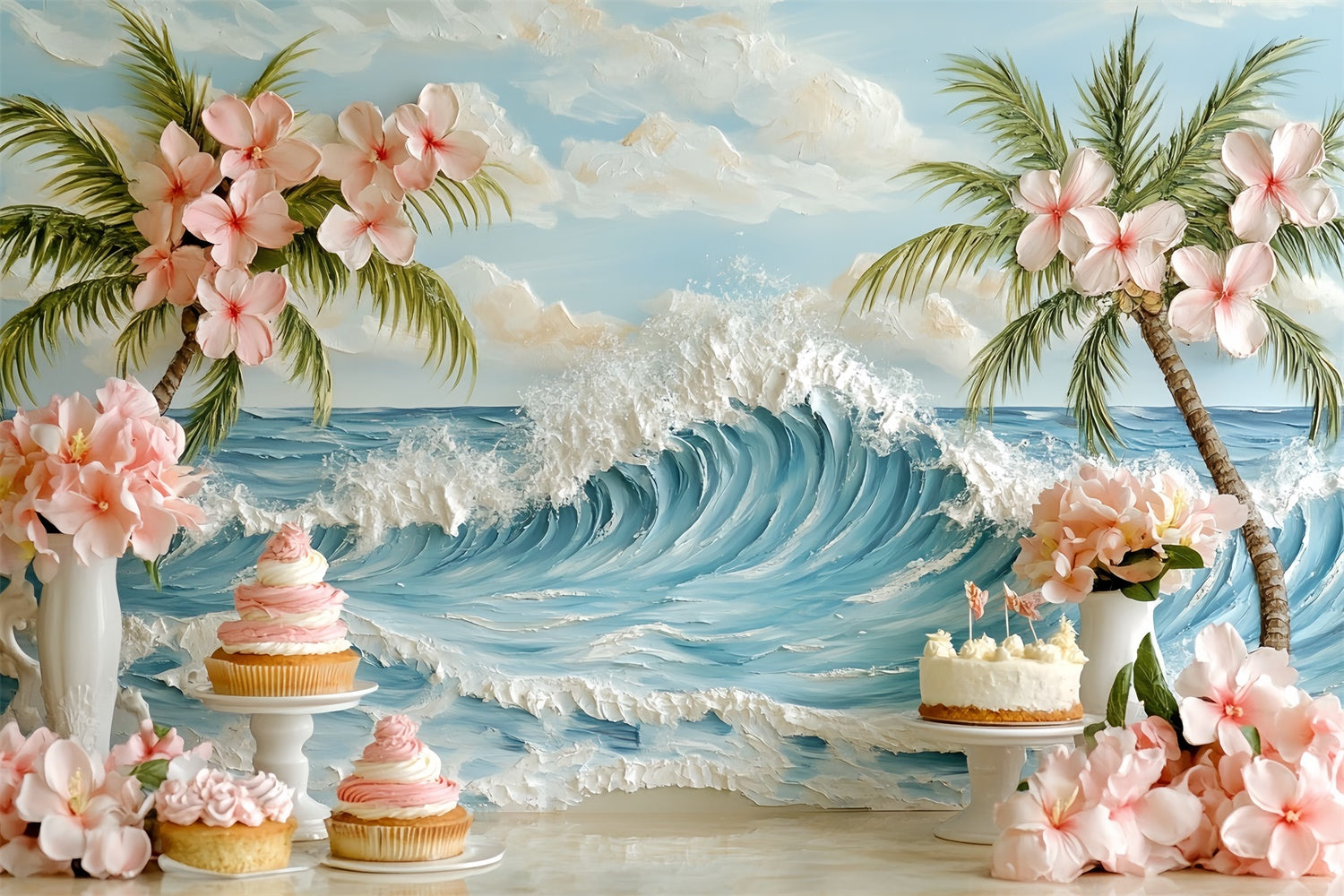 Newborn Photoshoot Backdrop Palm Blossom Party Backdrop UK CSH5-259