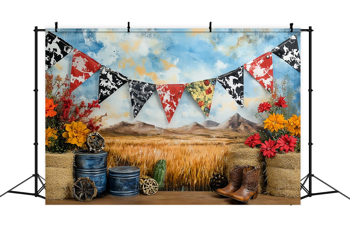 Western Cowboy Backdrop Rustic Baby Rodeo Kids Backdrop UK CSH5-263