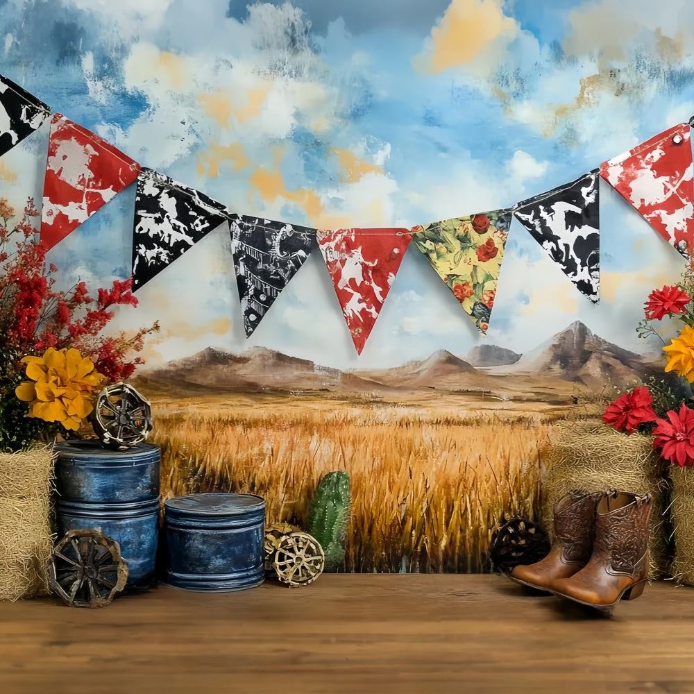 Western Cowboy Backdrop Rustic Baby Rodeo Kids Backdrop UK CSH5-263