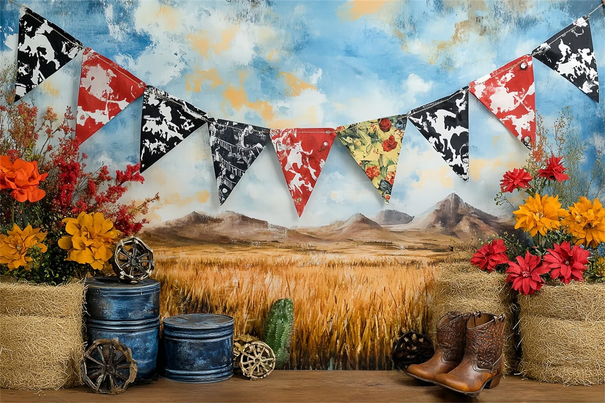 Western Cowboy Backdrop Rustic Baby Rodeo Kids Backdrop UK CSH5-263