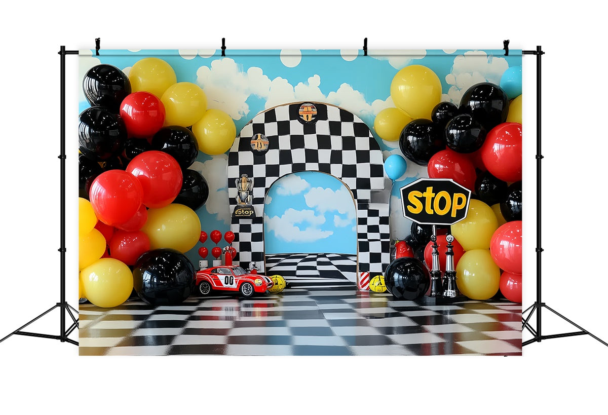 Kids Photo Backdrop Speedway Balloon Bash Backdrop UK CSH5-271
