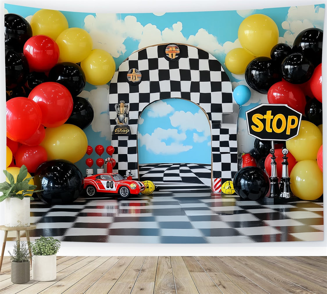 Kids Photo Backdrop Speedway Balloon Bash Backdrop UK CSH5-271