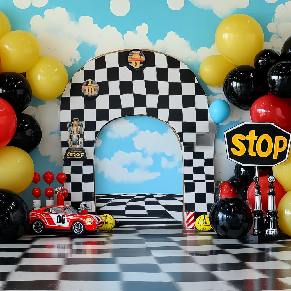Kids Photo Backdrop Speedway Balloon Bash Backdrop UK CSH5-271