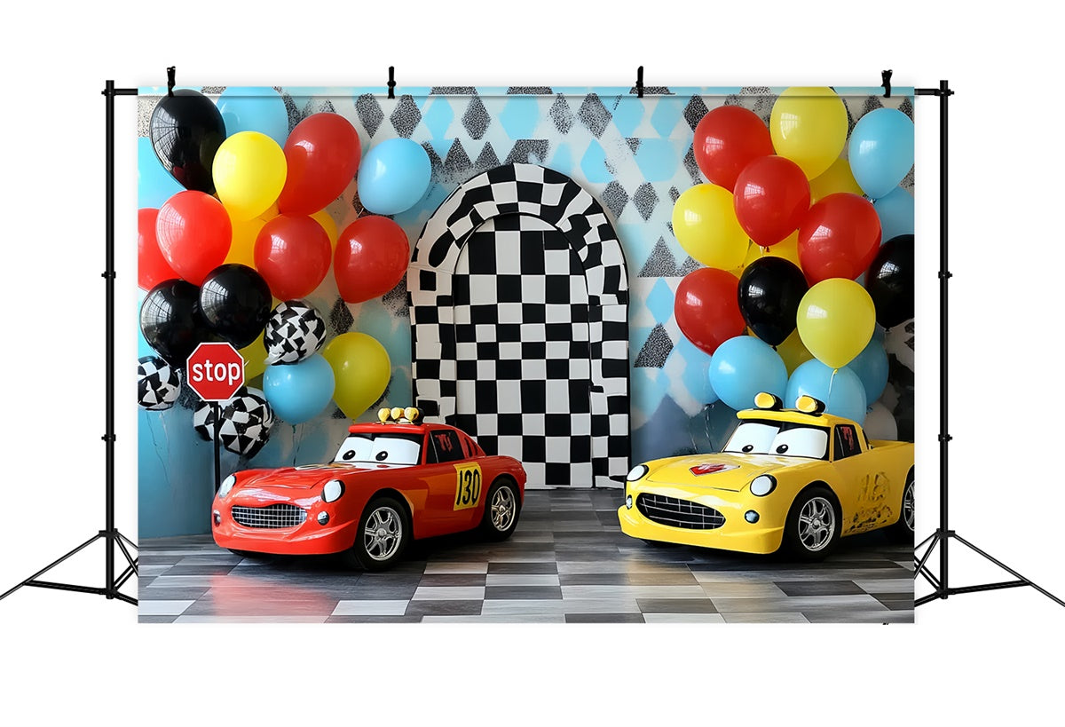 Photography Backdrops For Kids Mini Race Car Backdrop UK CSH5-272