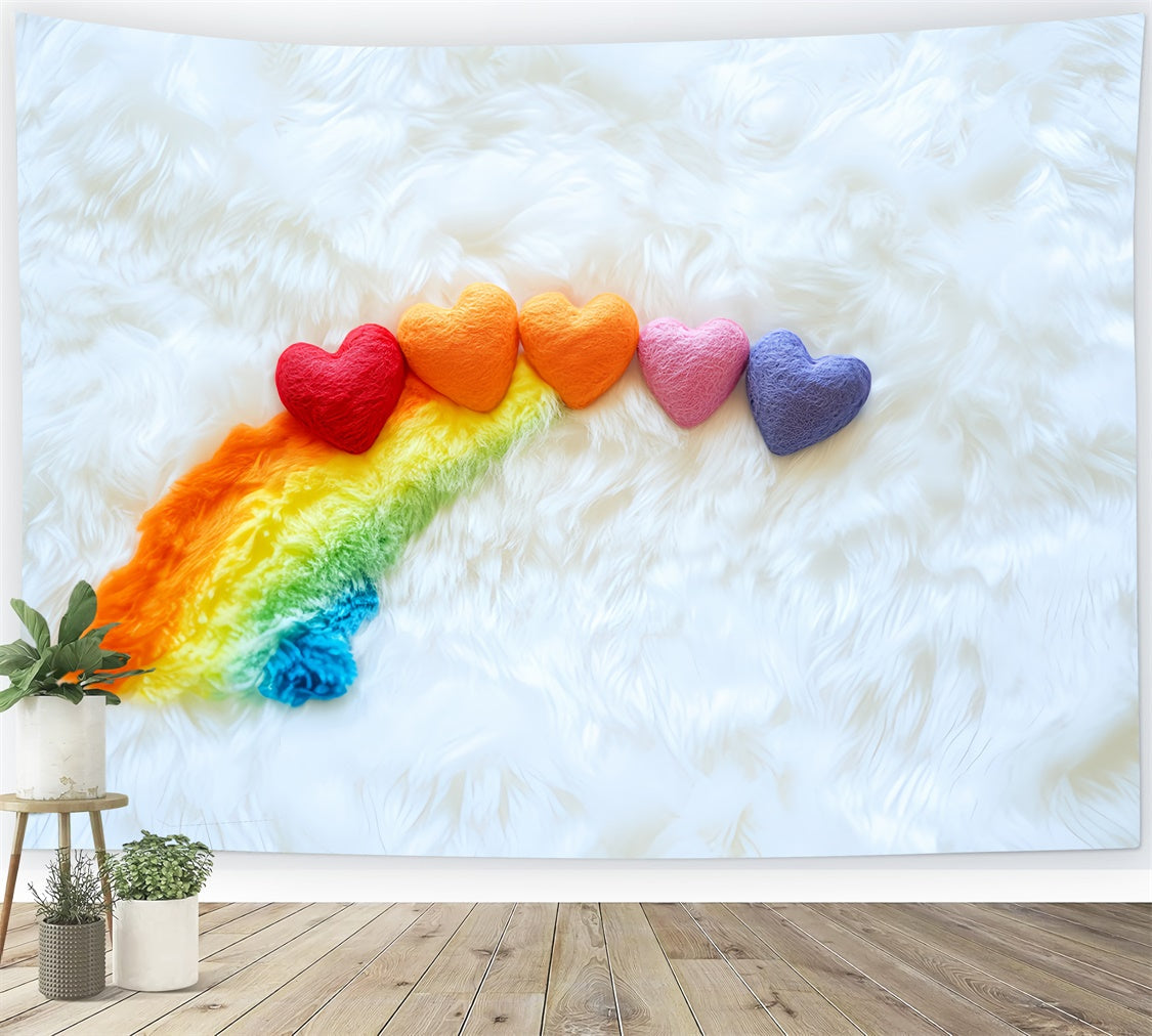 Newborn Photography Backdrop Rainbow Heart Fluffy Backdrop UK CSH5-283