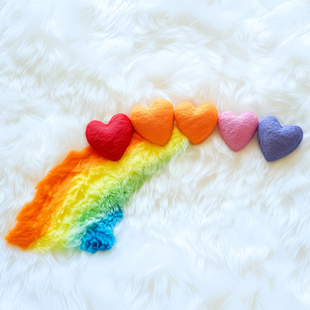 Newborn Photography Backdrop Rainbow Heart Fluffy Backdrop UK CSH5-283