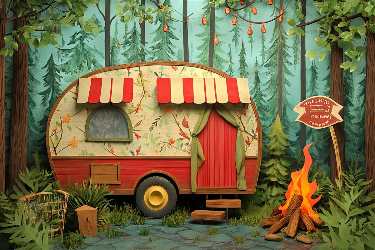 Children Backdrops Woodland Camper Nights Backdrop UK CSH5-287