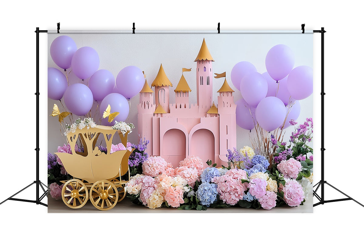 Castle Backdrops Blush Blossom Palace Kids Backdrop UK CSH5-289