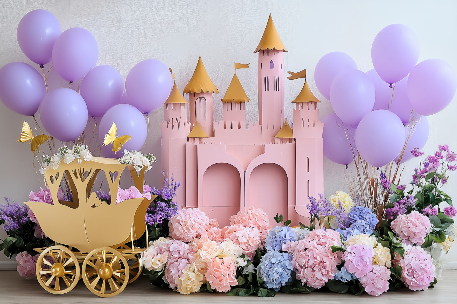Castle Backdrops Blush Blossom Palace Kids Backdrop UK CSH5-289