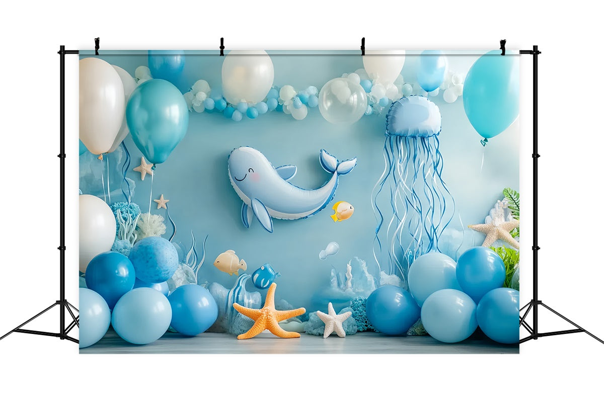 Newborn Backdrops Balloon Blue Sea World Backdrop UK CSH5-292