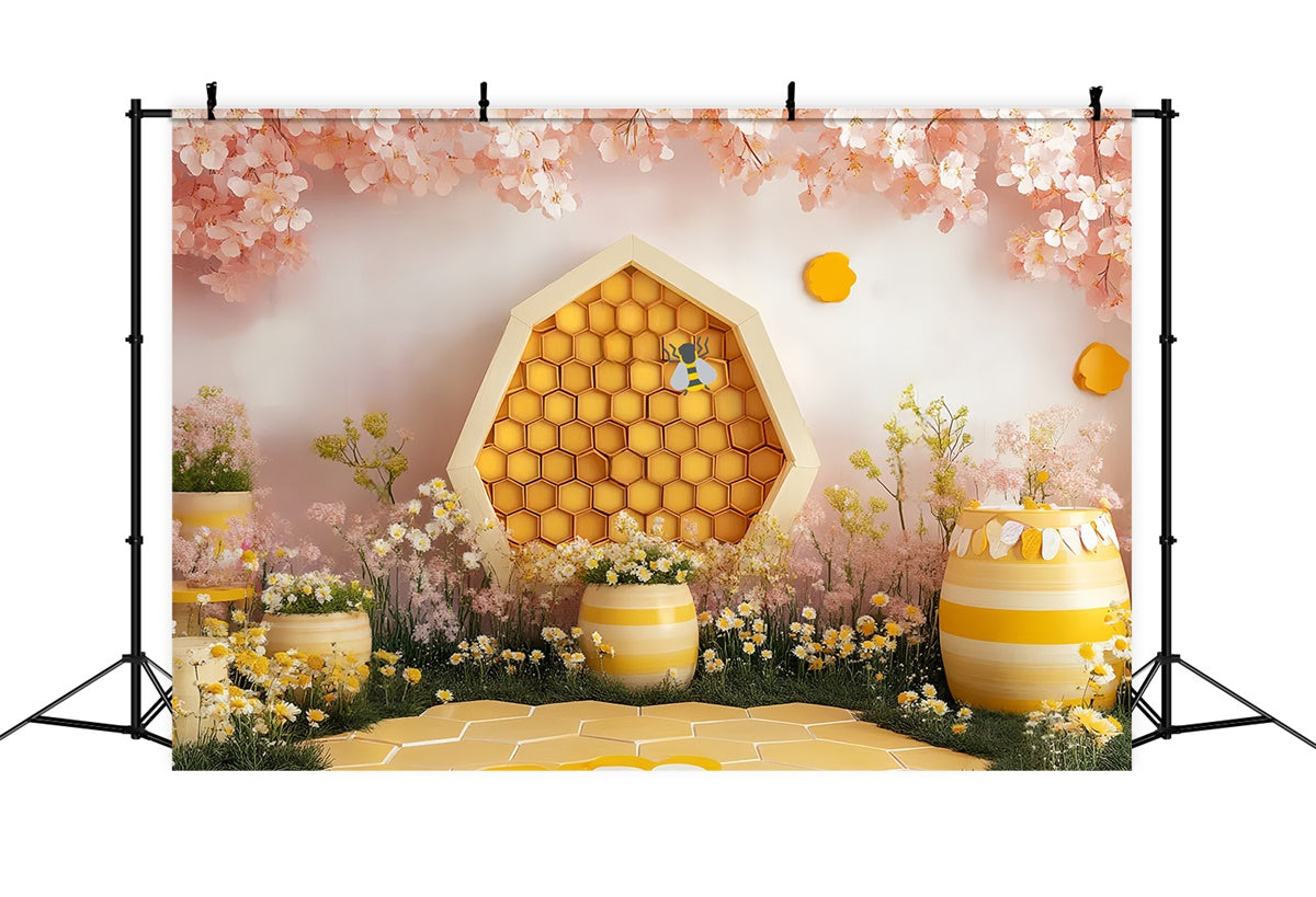 Kids Backdrop Honeybee Daisy Blossom Garden Backdrop UK CSH5-295