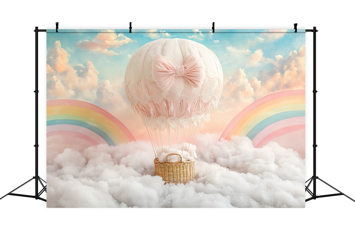 Kids Backdrops Rainbow Cloud Balloon Journey Backdrop UK CSH5-298