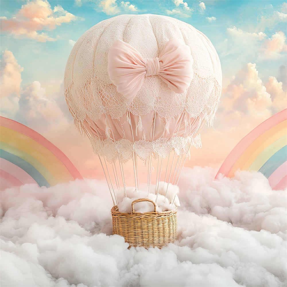 Kids Backdrops Rainbow Cloud Balloon Journey Backdrop UK CSH5-298